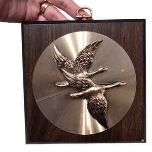 Vintage  Hanging Geese In Flight Plaque Wall